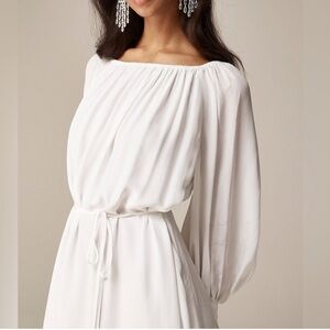 J.CREW Elegant White Off The Shoulder Long Sleeve Dress